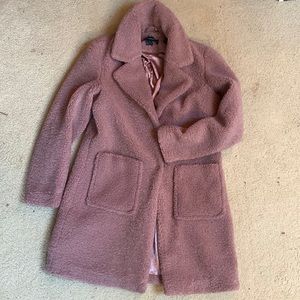 Pink fuzzy teddy coat